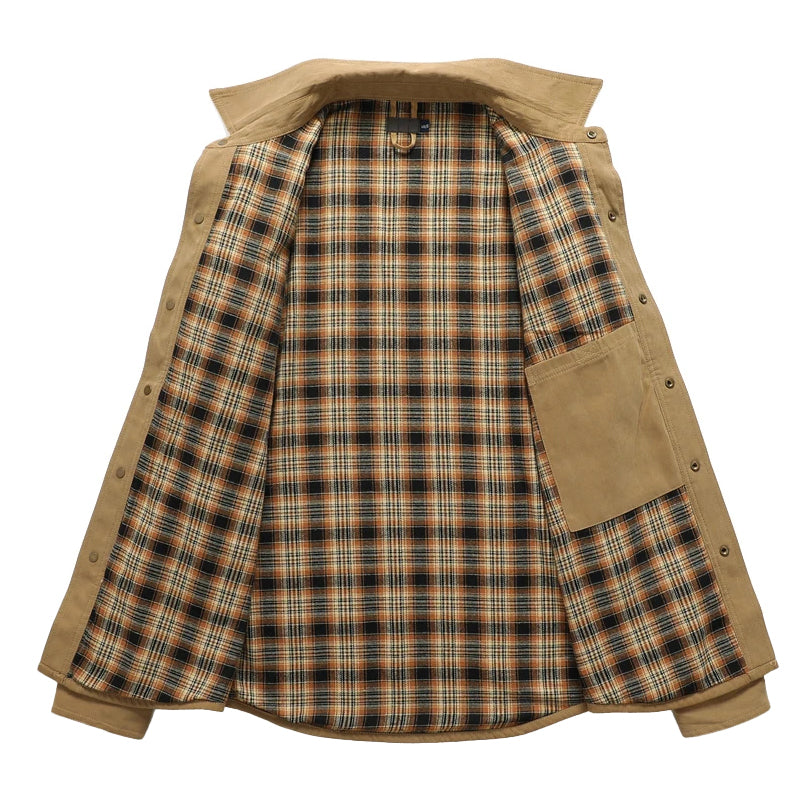 Cowboy Flannel Lined Shirt Jacket for Men