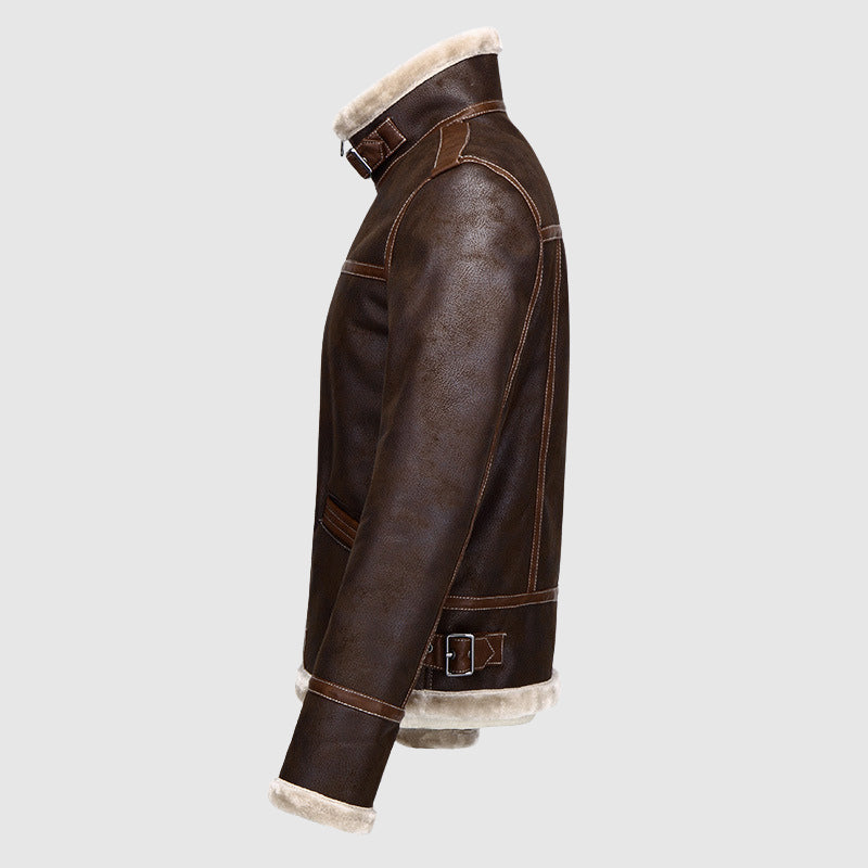 NorthSector Leather Vintage Bomber Jacket