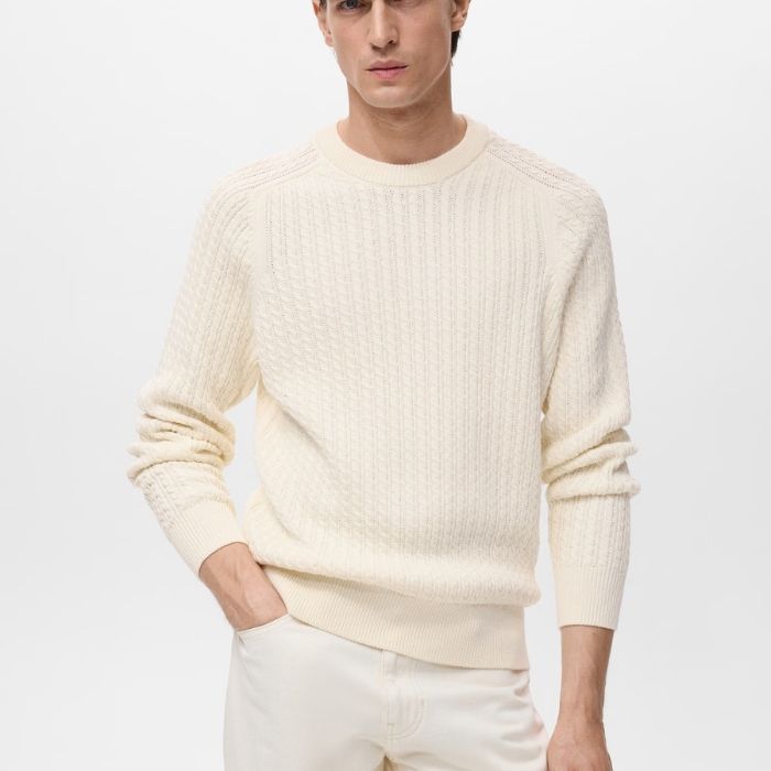 Textured Knitted Crew Neck Sweater®