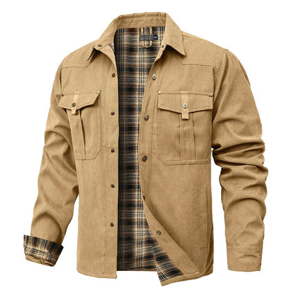 Cowboy Flannel Lined Shirt Jacket for Men