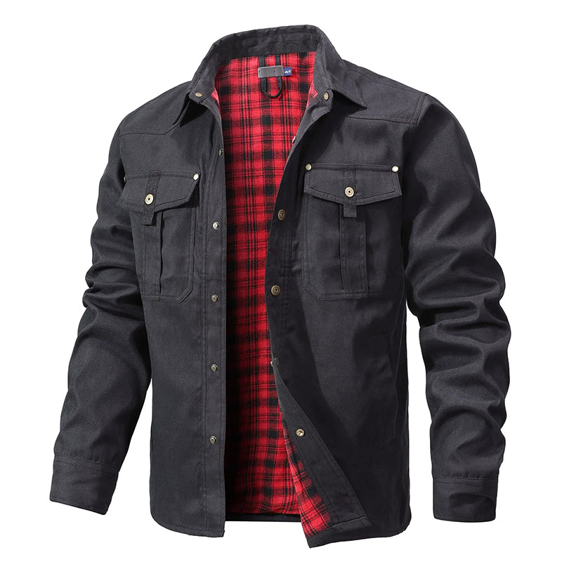 Cowboy Flannel Lined Shirt Jacket for Men