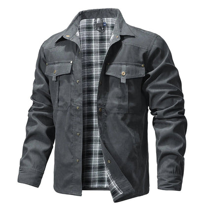 Cowboy Flannel Lined Shirt Jacket for Men
