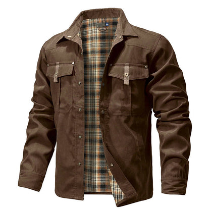 Cowboy Flannel Lined Shirt Jacket for Men
