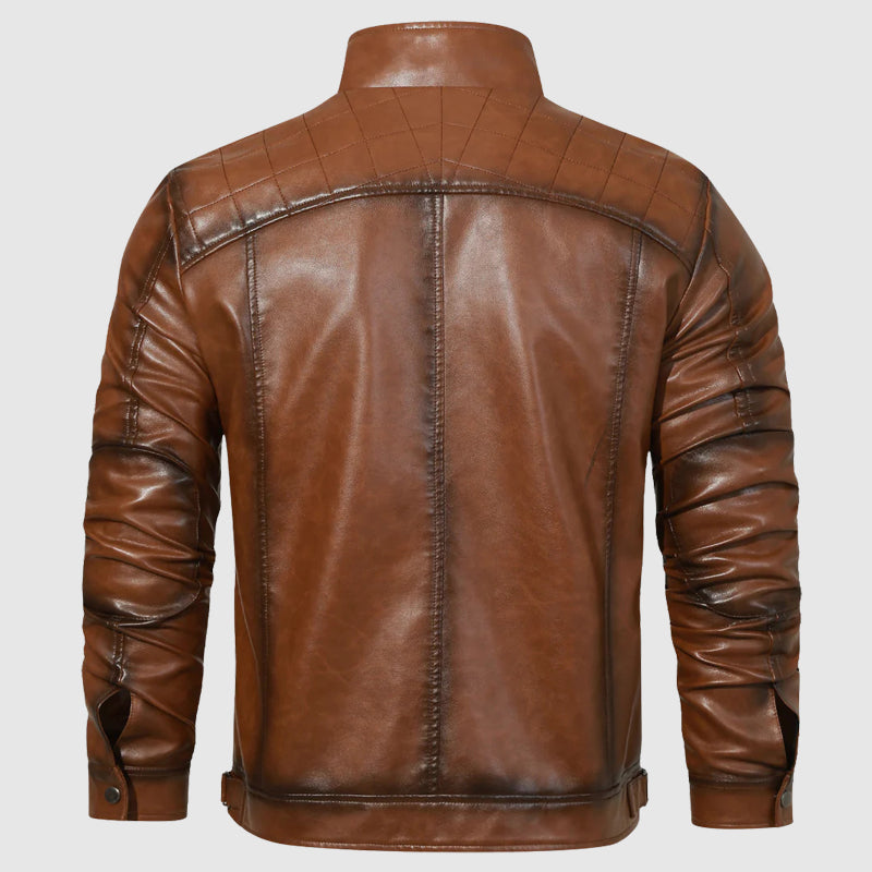 Vintage Brown Slim Fit Leather Jacket